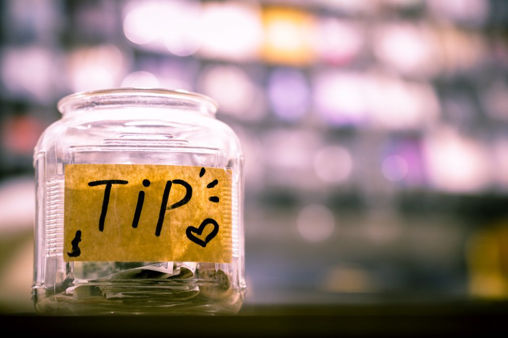 Tip or gratuity jar